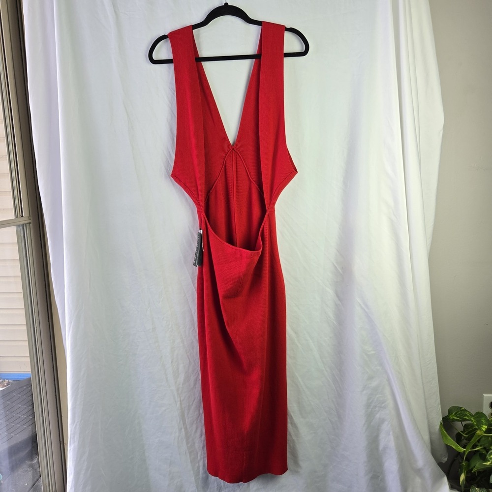 Banana Republic Lenzing Ecovero Serene Sweater Dress Large Red Ribbed Date Night - Picture 6 of 16